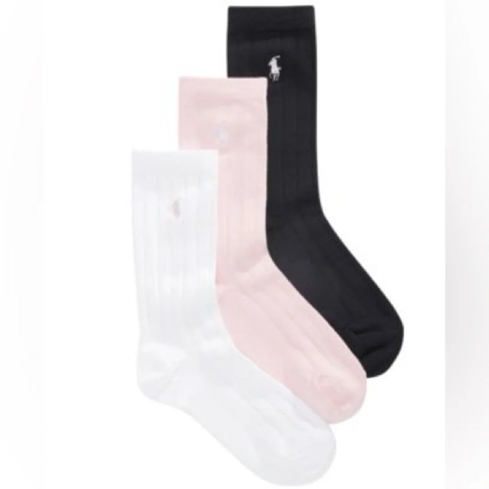 Polo Ralph Lauren Girls Super Soft Ribbed Socks 3 Pack Assorted Size 4-6X